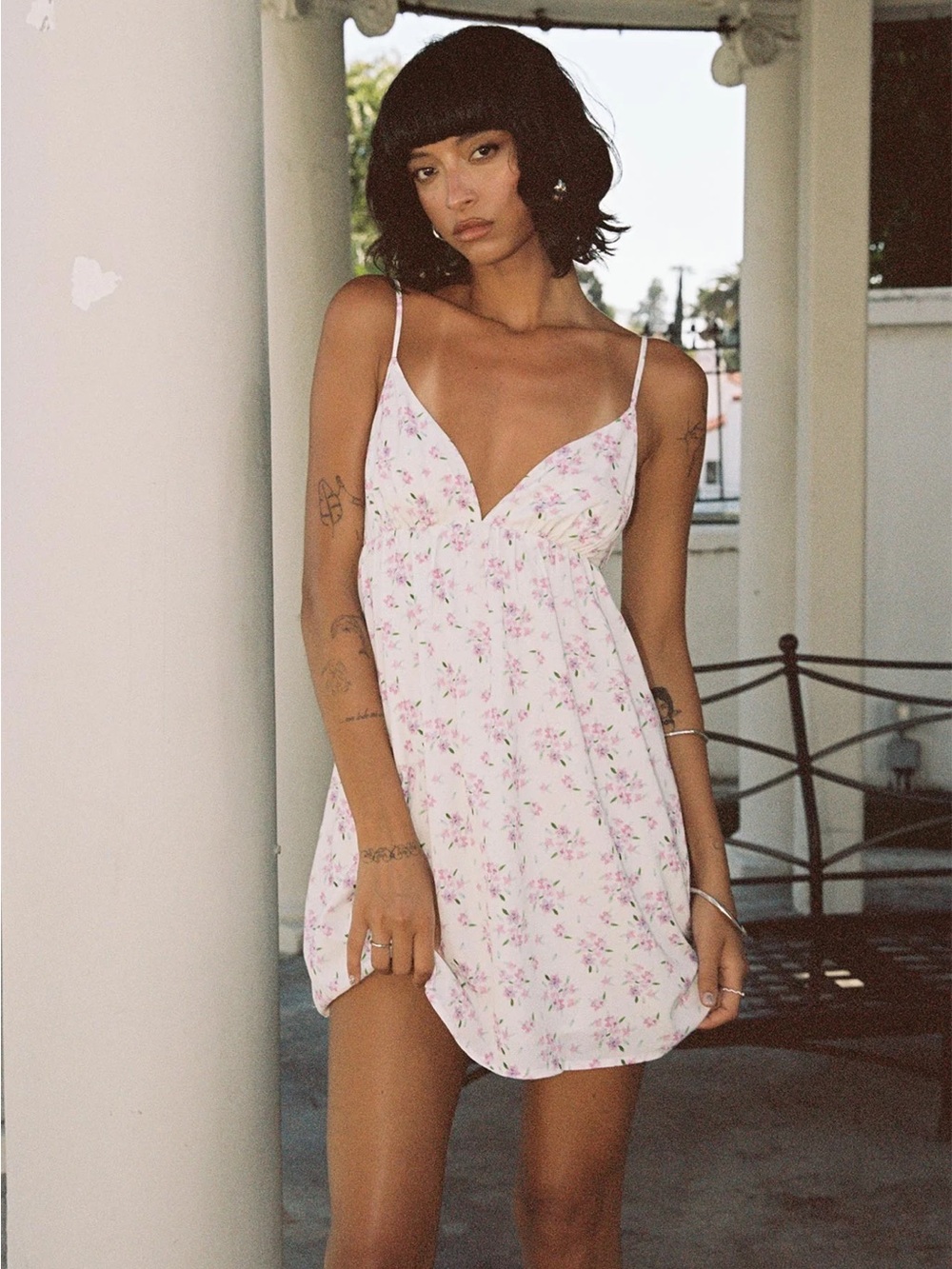 Princess Polly Koko Cream Floral Lined Mini Dress Size 4